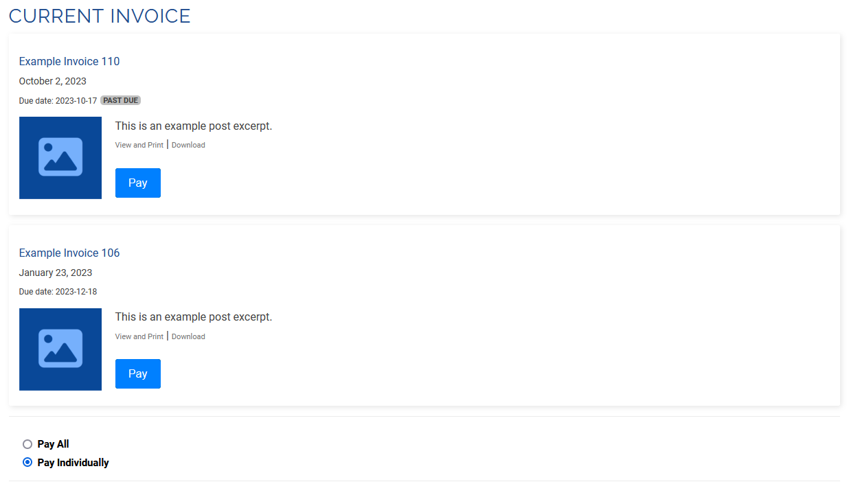 Client-Facing - Current Invoice List